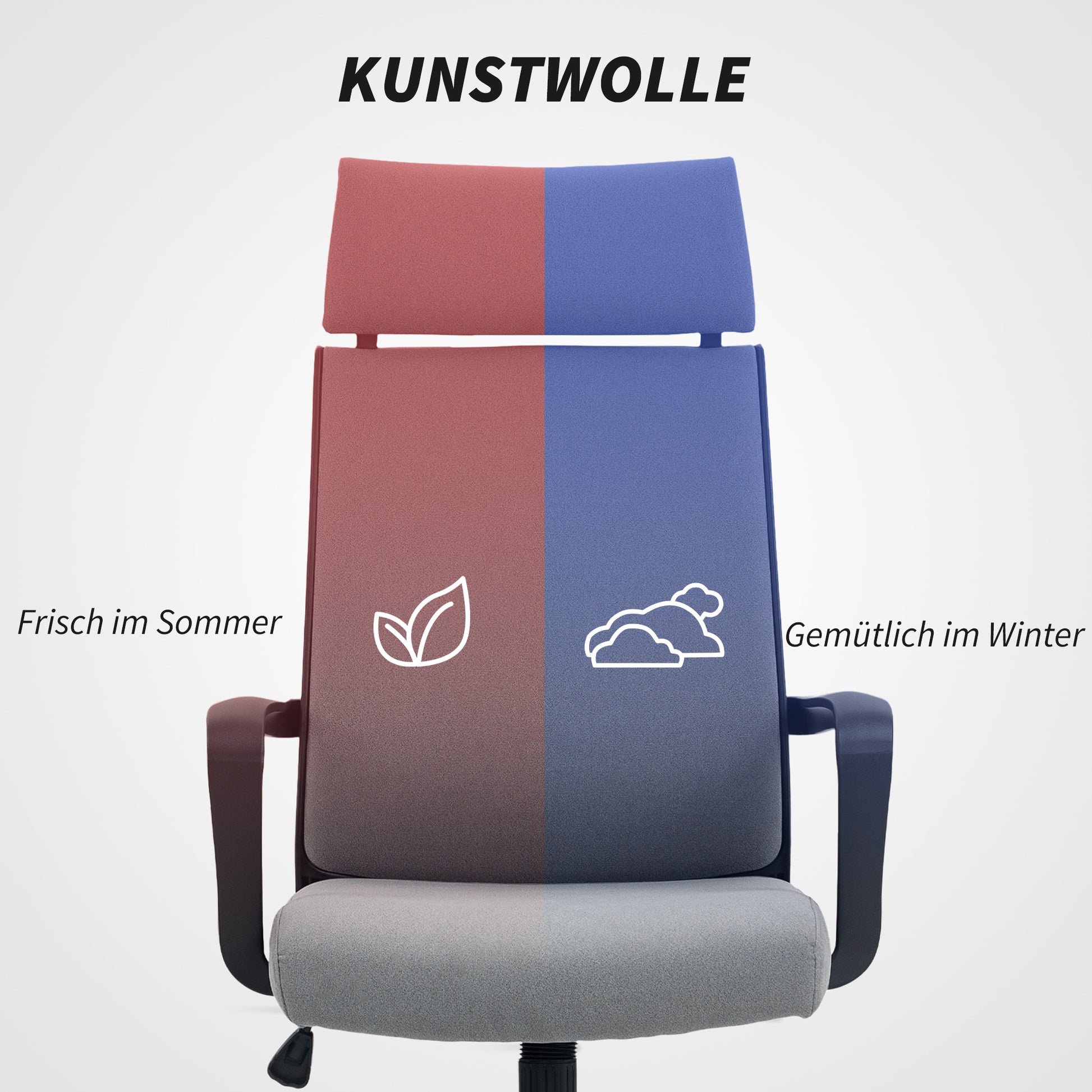 Office Chair, Ergonomic Desk Chair with Armrest, Headrest, Height Adjustable Swivel Chair with Rocking Function, Computer Chair with Faux Wool Look, Dark Gray