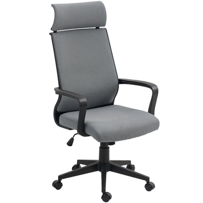 Office Chair, Ergonomic Desk Chair with Armrest, Headrest, Height Adjustable Swivel Chair with Rocking Function, Computer Chair with Faux Wool Look, Dark Gray