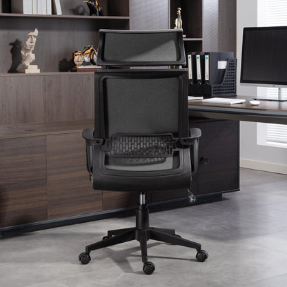 Office Chair, Ergonomic Desk Chair with Armrest, Headrest, Height Adjustable Swivel Chair with Rocking Function, Computer Chair with Faux Wool Look, Dark Gray