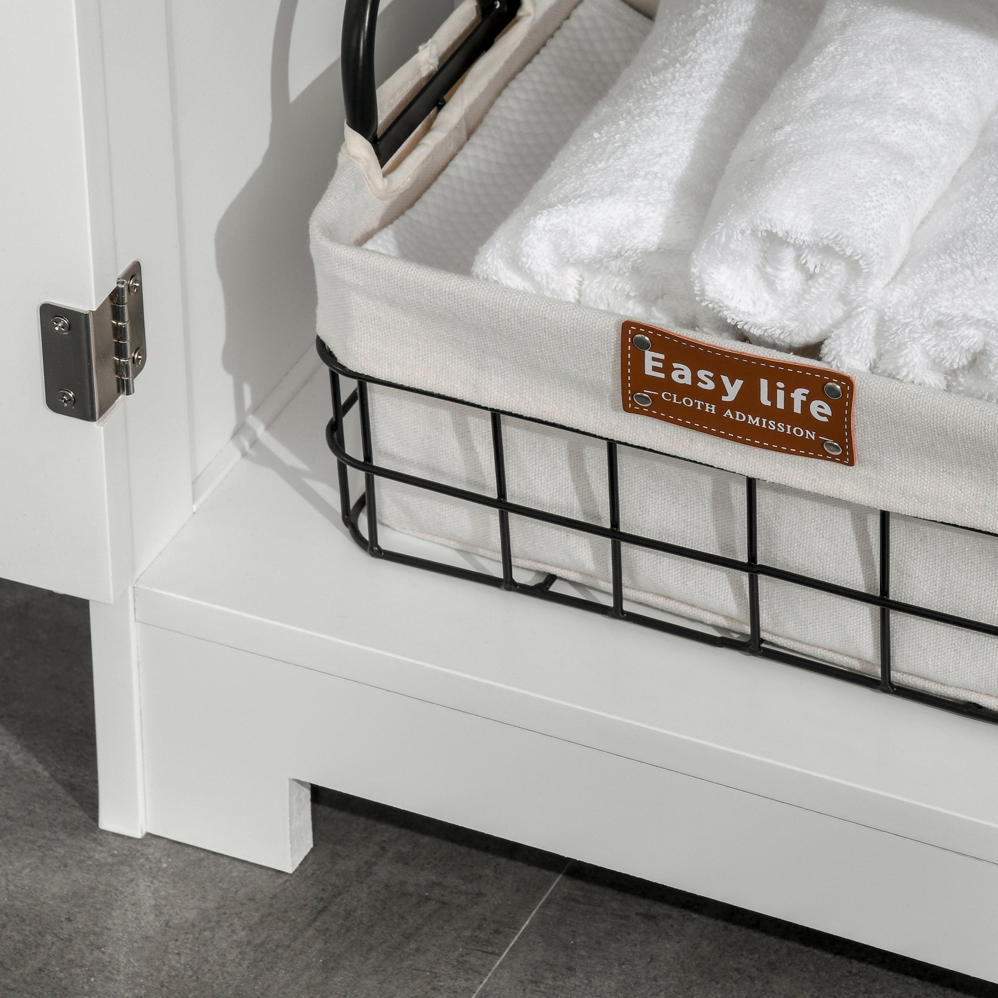 Bathroom Cabinet with 2 Doors Adjustable Shelf 2 Drawers and Open Compartment Storage Auxiliary furniture for Living Room Kitchen 60x30x108.8 cm White