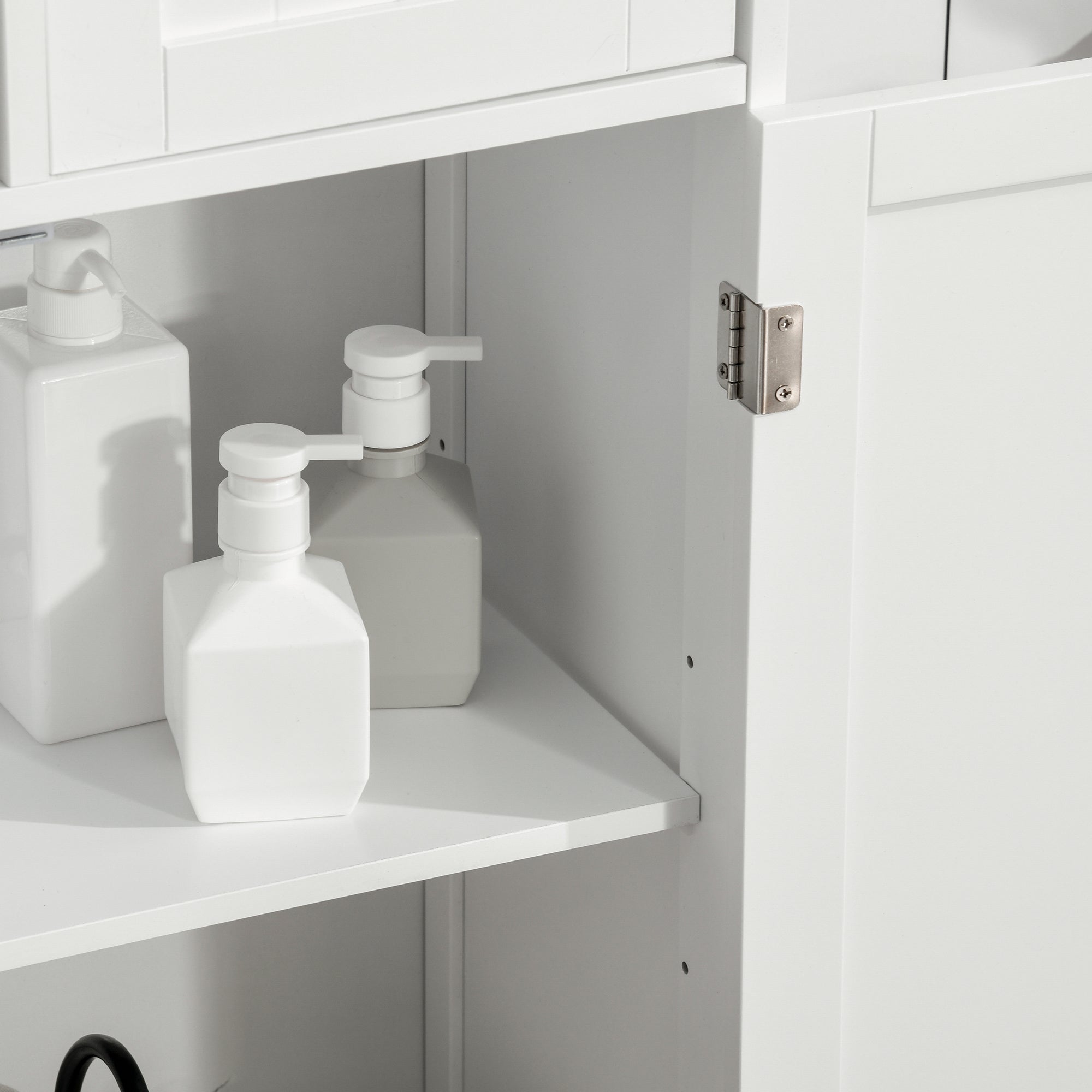 Bathroom Cabinet with 2 Doors Adjustable Shelf 2 Drawers and Open Compartment Storage Auxiliary furniture for Living Room Kitchen 60x30x108.8 cm White
