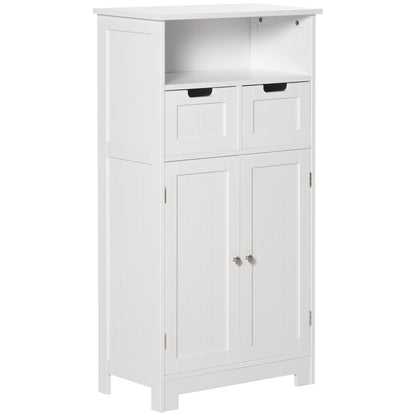 Bathroom Cabinet with 2 Doors Adjustable Shelf 2 Drawers and Open Compartment Storage Auxiliary furniture for Living Room Kitchen 60x30x108.8 cm White