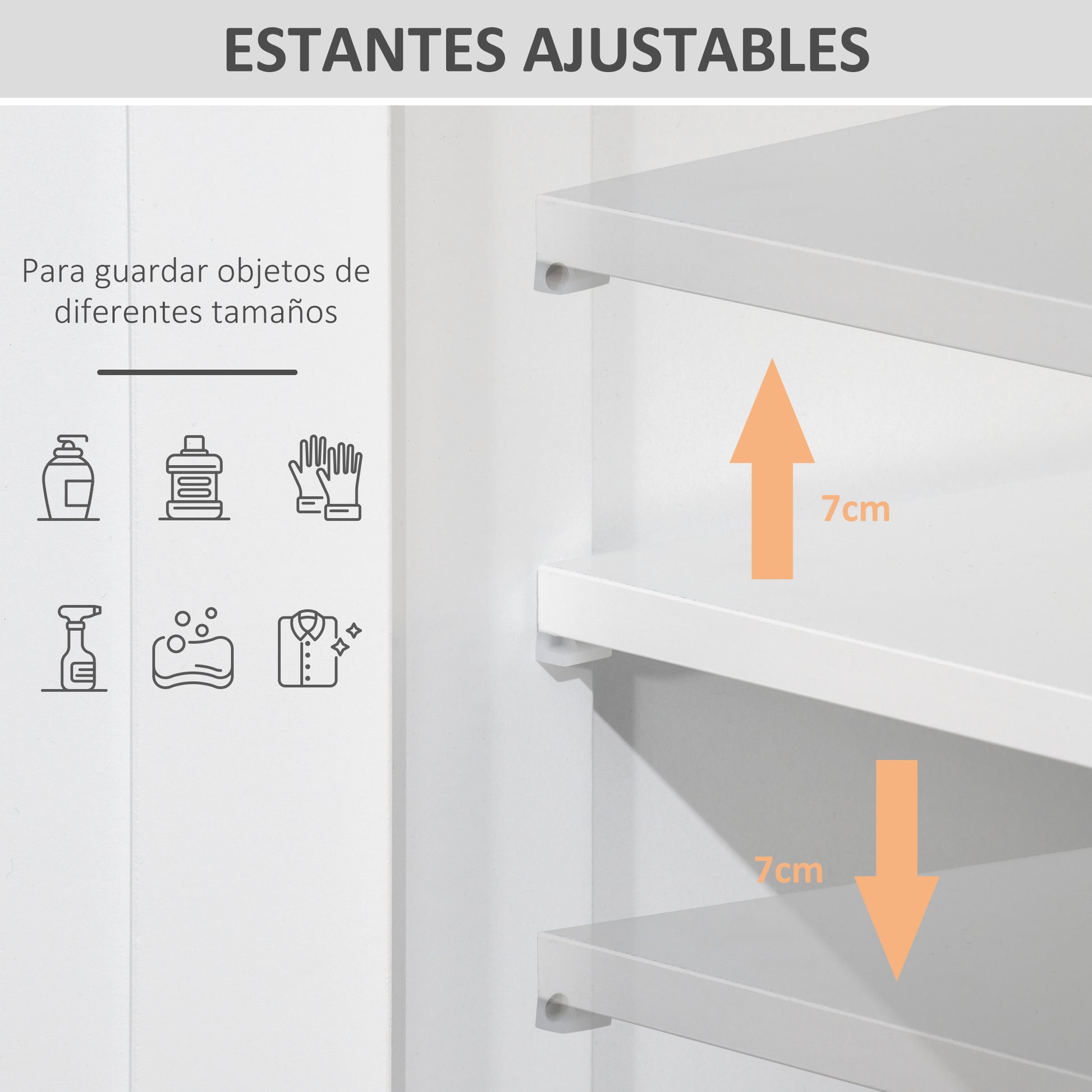 Bathroom Cabinet with 2 Doors Adjustable Shelf 2 Drawers and Open Compartment Storage Auxiliary furniture for Living Room Kitchen 60x30x108.8 cm White