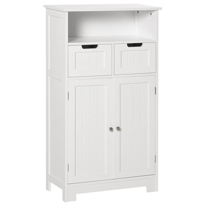 Bathroom Cabinet with 2 Doors Adjustable Shelf 2 Drawers and Open Compartment Storage Auxiliary furniture for Living Room Kitchen 60x30x108.8 cm White