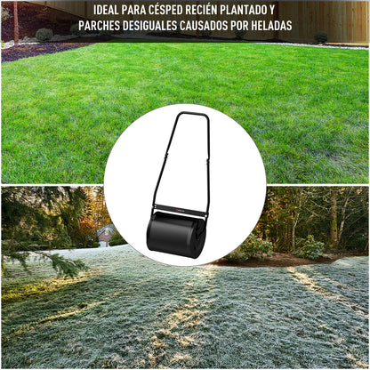 Garden Lawn Roller Steel Grass Compactor 30L Fill with Water or Sand Roller Size Φ32x40cm Detachable Handle