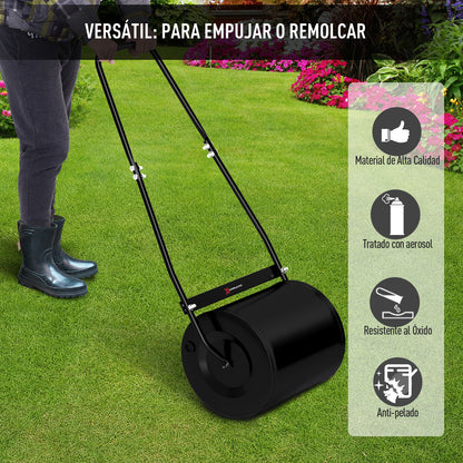 Garden Lawn Roller Steel Grass Compactor 30L Fill with Water or Sand Roller Size Φ32x40cm Detachable Handle