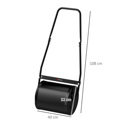 Garden Lawn Roller Steel Grass Compactor 30L Fill with Water or Sand Roller Size Φ32x40cm Detachable Handle