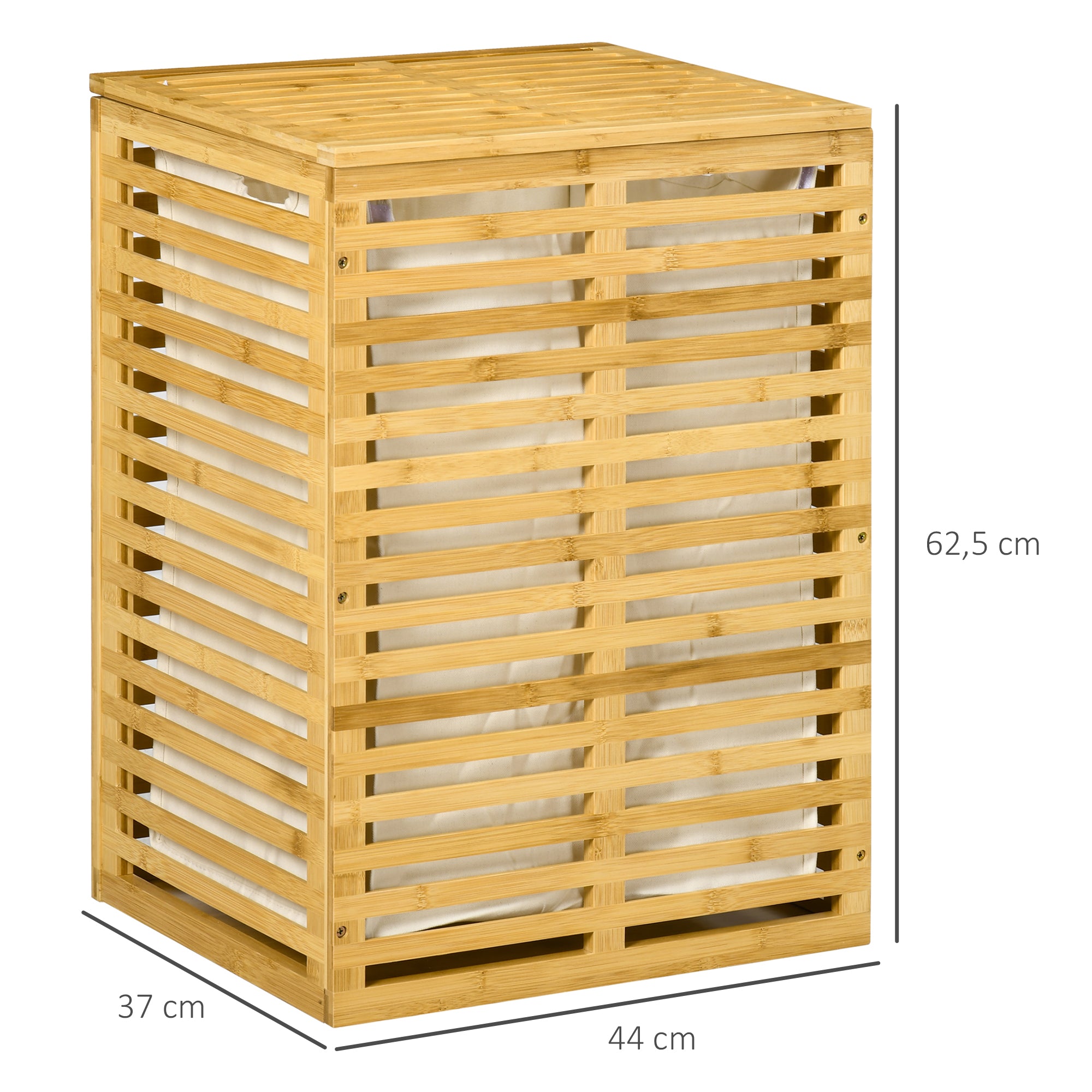 Bamboo Laundry Basket with 63 L Laundry Collector with Lid Removable Laundry Bag, Rod, Laundry Baskets Laundry Box for Laundry Room Bedroom Bathroom Natural Wood