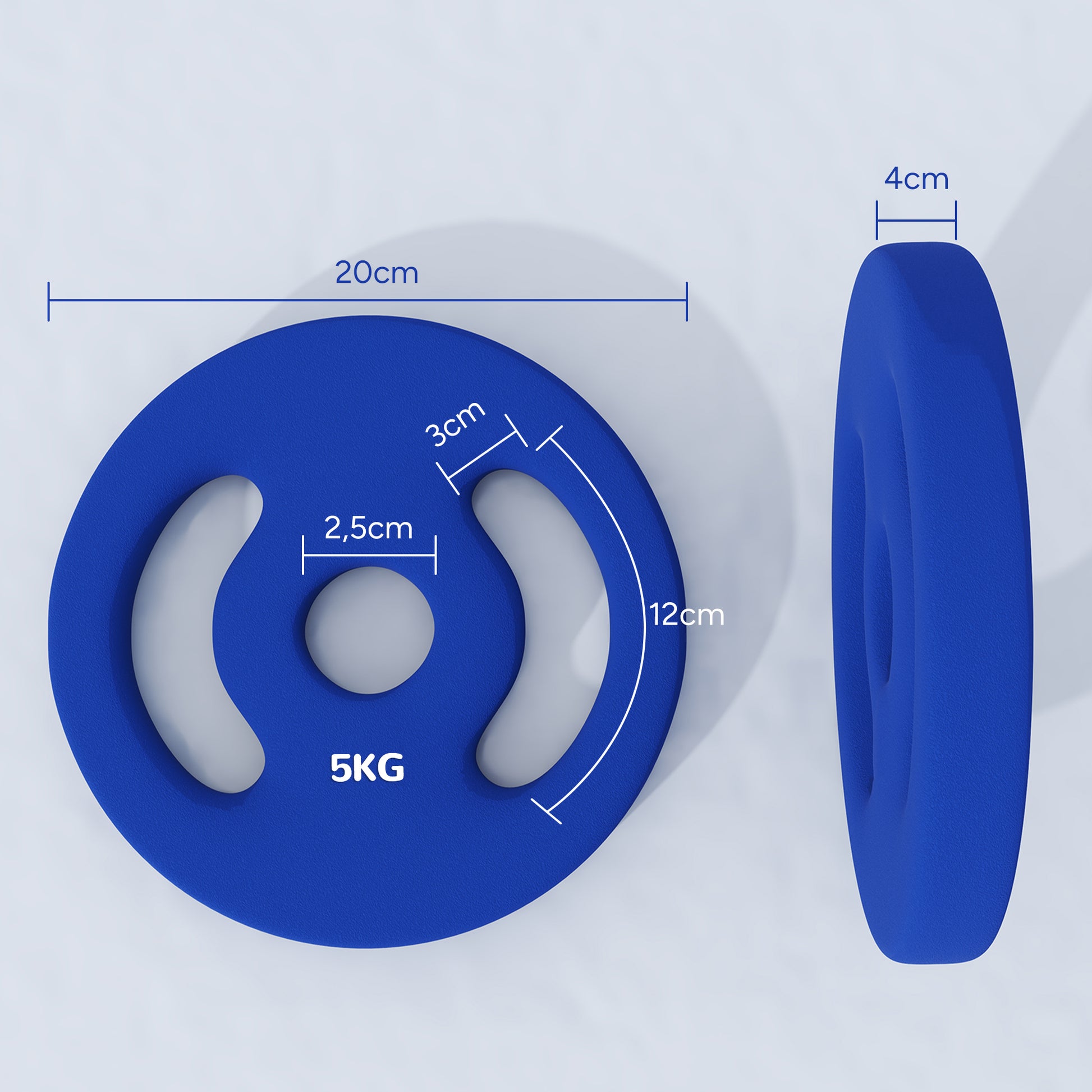 SPORTNOW 2-Piece Dumbbell Weights Set, 2 x 5 kg Weights, Dumbbell Plate Set, Weight Plates for 2.5 cm Bar, Ø 30 mm Bore, Blue