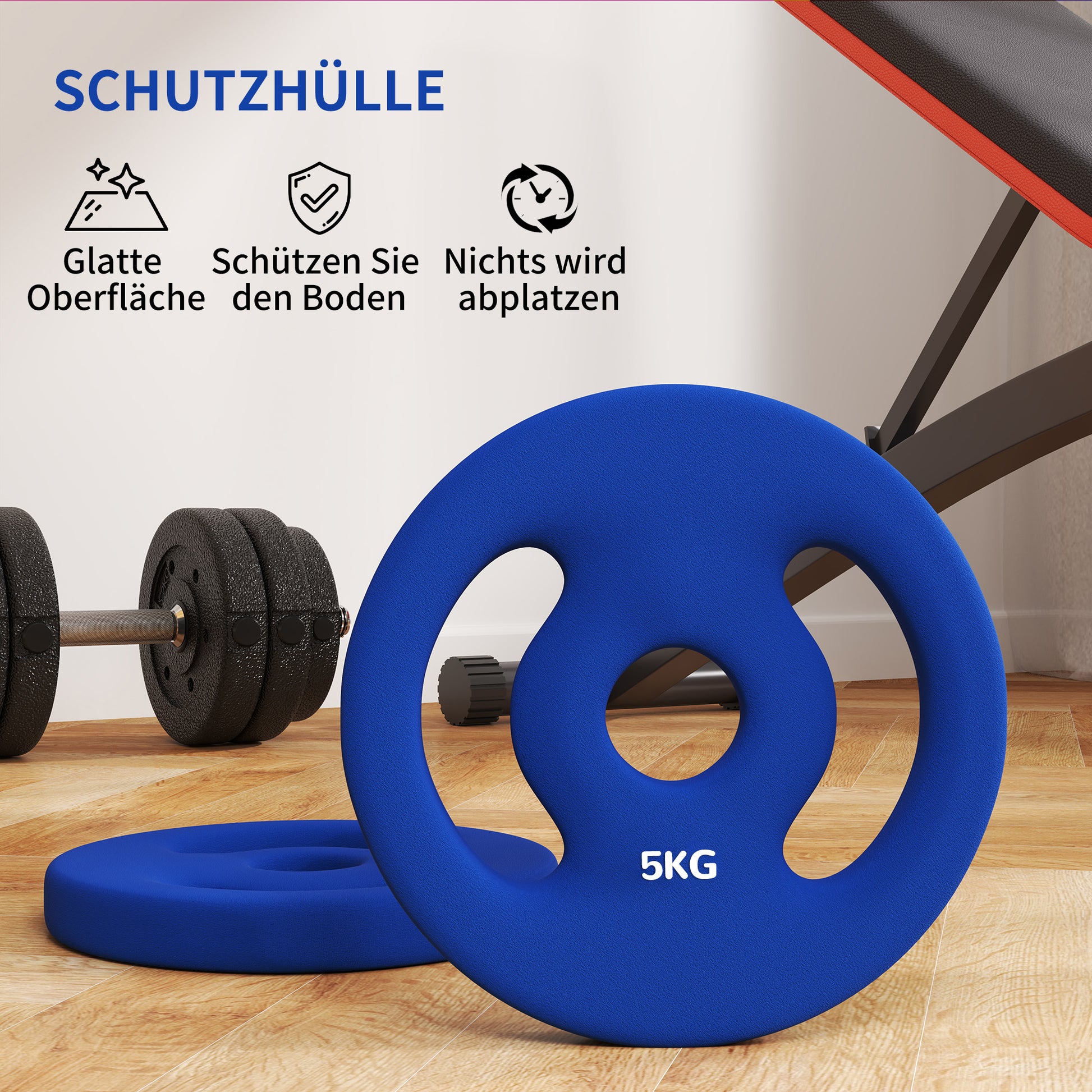 SPORTNOW 2-Piece Dumbbell Weights Set, 2 x 5 kg Weights, Dumbbell Plate Set, Weight Plates for 2.5 cm Bar, Ø 30 mm Bore, Blue