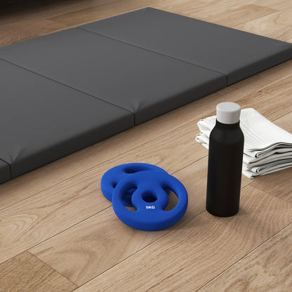 SPORTNOW 2-Piece Dumbbell Weights Set, 2 x 5 kg Weights, Dumbbell Plate Set, Weight Plates for 2.5 cm Bar, Ø 30 mm Bore, Blue