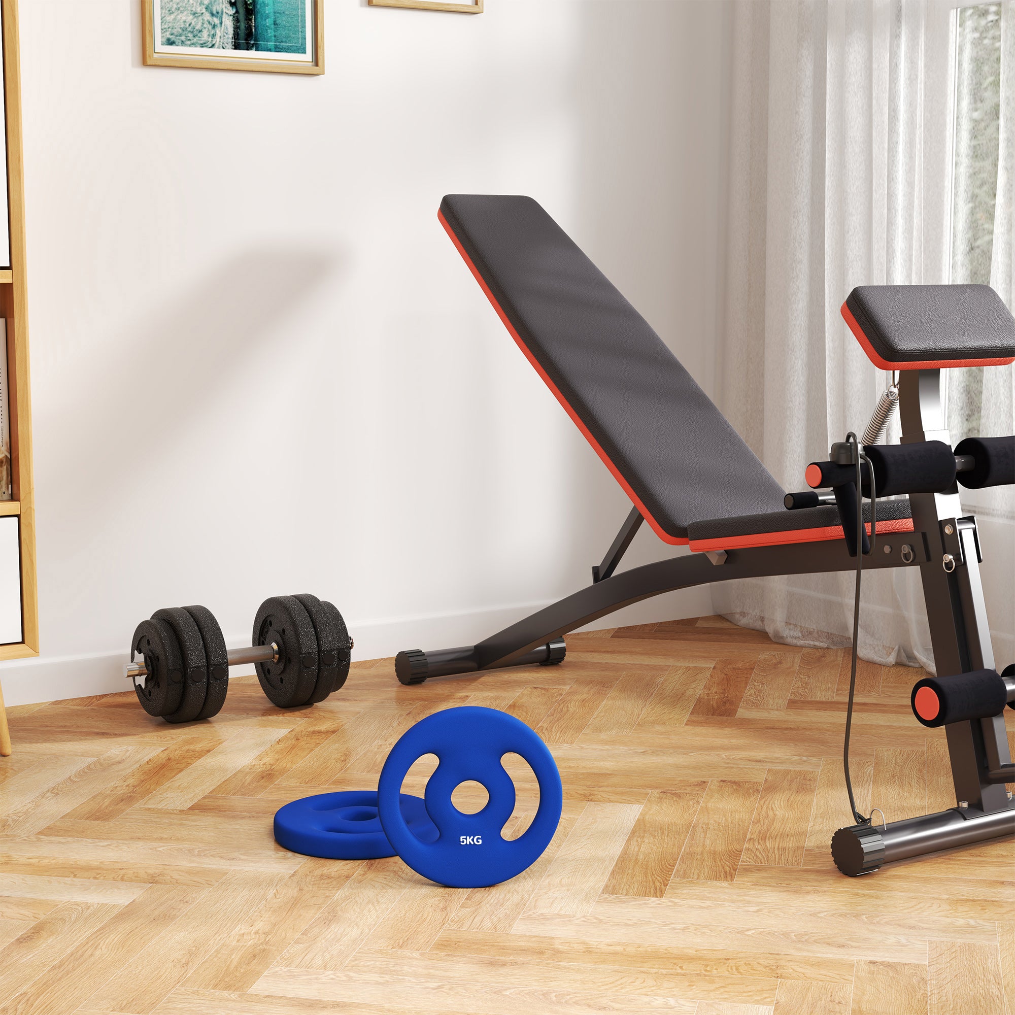 SPORTNOW 2-Piece Dumbbell Weights Set, 2 x 5 kg Weights, Dumbbell Plate Set, Weight Plates for 2.5 cm Bar, Ø 30 mm Bore, Blue