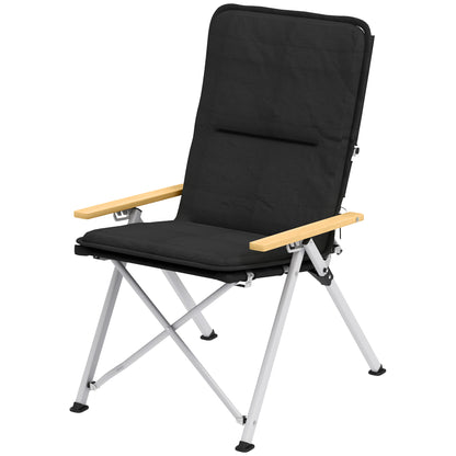 Camping Chair Folding Fishing Chair Portable, High Back, Removable Cushion and Carrying Bag, Garden Chair for Hiking, Fishing, Beach, and Picnic, 59x67x96cm, Black