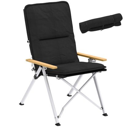 Camping Chair Folding Fishing Chair Portable, High Back, Removable Cushion and Carrying Bag, Garden Chair for Hiking, Fishing, Beach, and Picnic, 59x67x96cm, Black