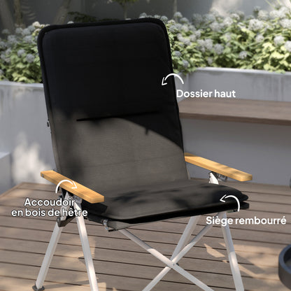 Camping Chair Folding Fishing Chair Portable, High Back, Removable Cushion and Carrying Bag, Garden Chair for Hiking, Fishing, Beach, and Picnic, 59x67x96cm, Black