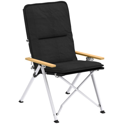 Camping Chair Folding Fishing Chair Portable, High Back, Removable Cushion and Carrying Bag, Garden Chair for Hiking, Fishing, Beach, and Picnic, 59x67x96cm, Black