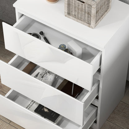 Chest of Drawers with 3 Drawers Modern Bedroom Chest of Drawers with Anti-tip Design Dresser for Living Room Hallway 55x34x75 cm Bright White
