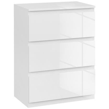 Chest of Drawers with 3 Drawers Modern Bedroom Chest of Drawers with Anti-tip Design Dresser for Living Room Hallway 55x34x75 cm Bright White