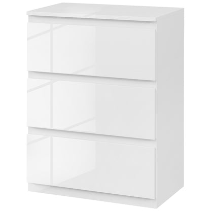 Chest of Drawers with 3 Drawers Modern Bedroom Chest of Drawers with Anti-tip Design Dresser for Living Room Hallway 55x34x75 cm Bright White