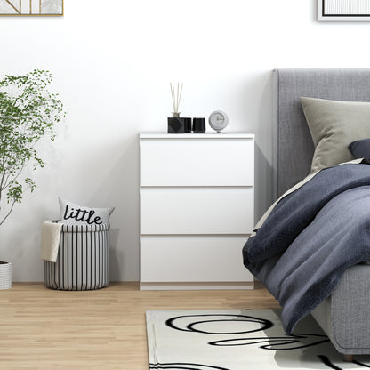 Chest of Drawers with 3 Drawers Modern Bedroom Chest of Drawers with Anti-tip Design Dresser for Living Room Hallway 55x34x75 cm Bright White