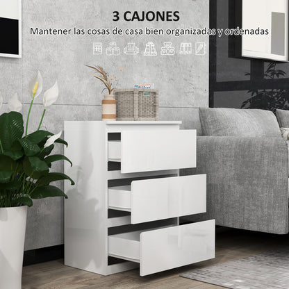 Chest of Drawers with 3 Drawers Modern Bedroom Chest of Drawers with Anti-tip Design Dresser for Living Room Hallway 55x34x75 cm Bright White