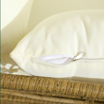 3-Piece Outdoor Rattan Lounge Set with Chaise Longue, Two-Seater Sofa, Cushions, and Coffee Table, Cream