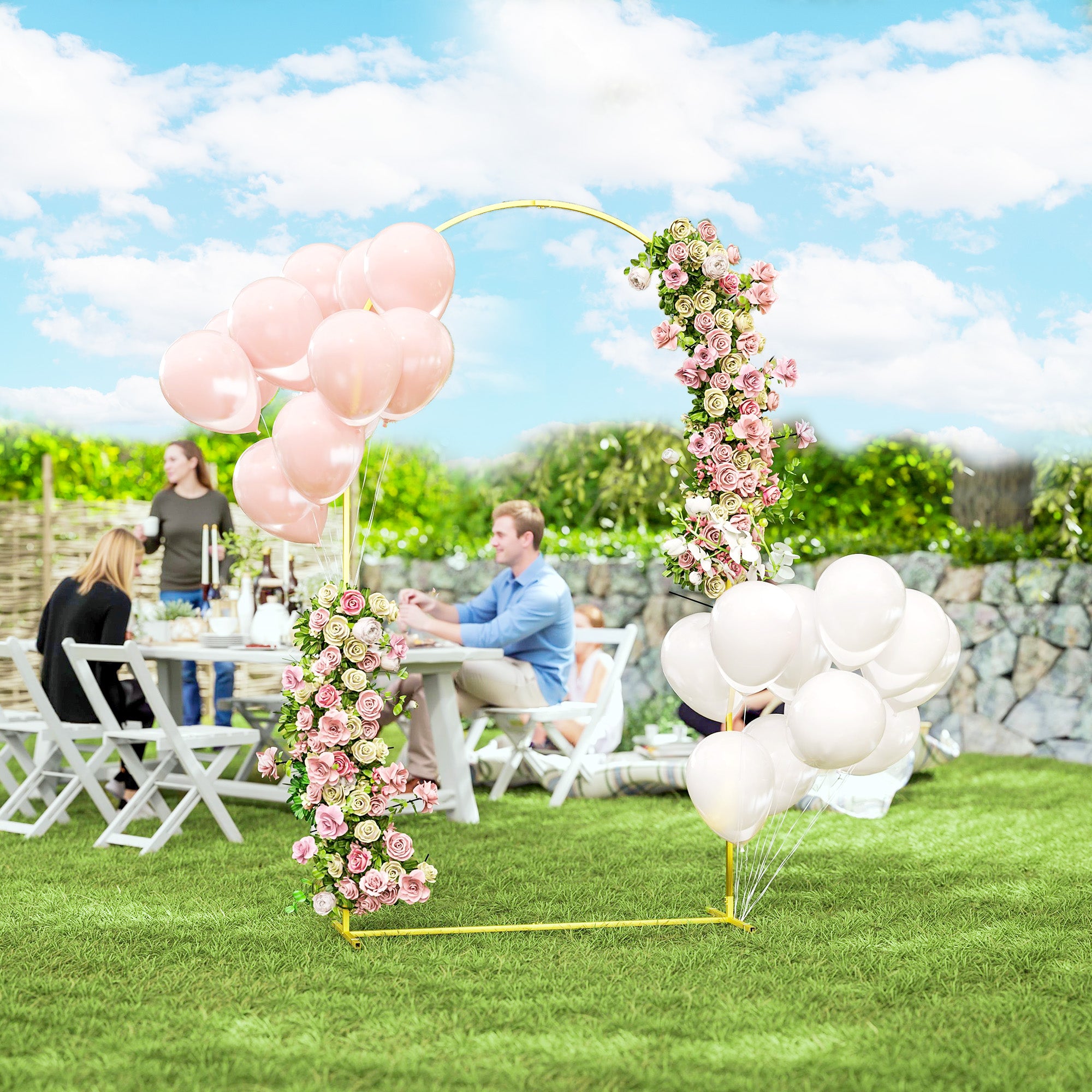 Metal Garden Arch for Roses Wedding Arch with Weather-Resistant Powder Coating for Climbing Plants Decoration Patio Terrace 120x40x220 cm Gold