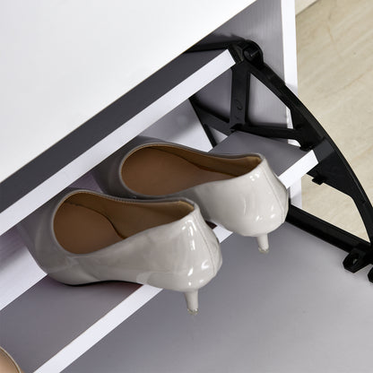 Shoe Storage Cabinet Shoe Rack 3 Drop-Down Doors 3 Compartments Wood 60L x 26W x 124H cm High Gloss White