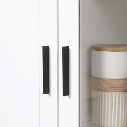 Kitchen Pantry Cabinet with Glass Door, Adjustable Shelves, and Elevated Legs for Dining Room 76x36x160 cm White