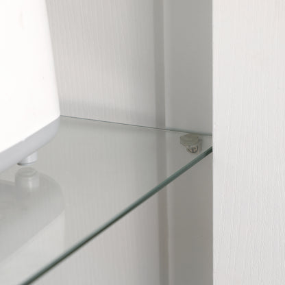 Kitchen Pantry Cabinet with Glass Door, Adjustable Shelves, and Elevated Legs for Dining Room 76x36x160 cm White