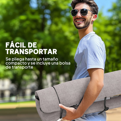 2 Folding Aluminum Camping Chairs Portable Garden Chairs with Adjustable High Backrest Wooden Armrests and Carry Bag for Outdoor 59x67x96 cm Light Gray