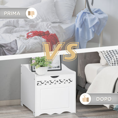 Bathroom Wooden Cabinet, Storage Cabinet for Bedroom, Living Room, 55L x 34W x 58H cm, White