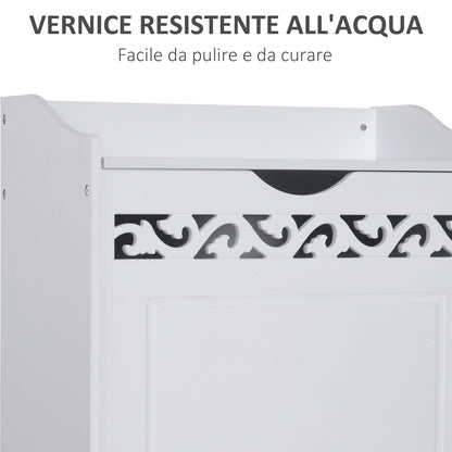 Bathroom Wooden Cabinet, Storage Cabinet for Bedroom, Living Room, 55L x 34W x 58H cm, White