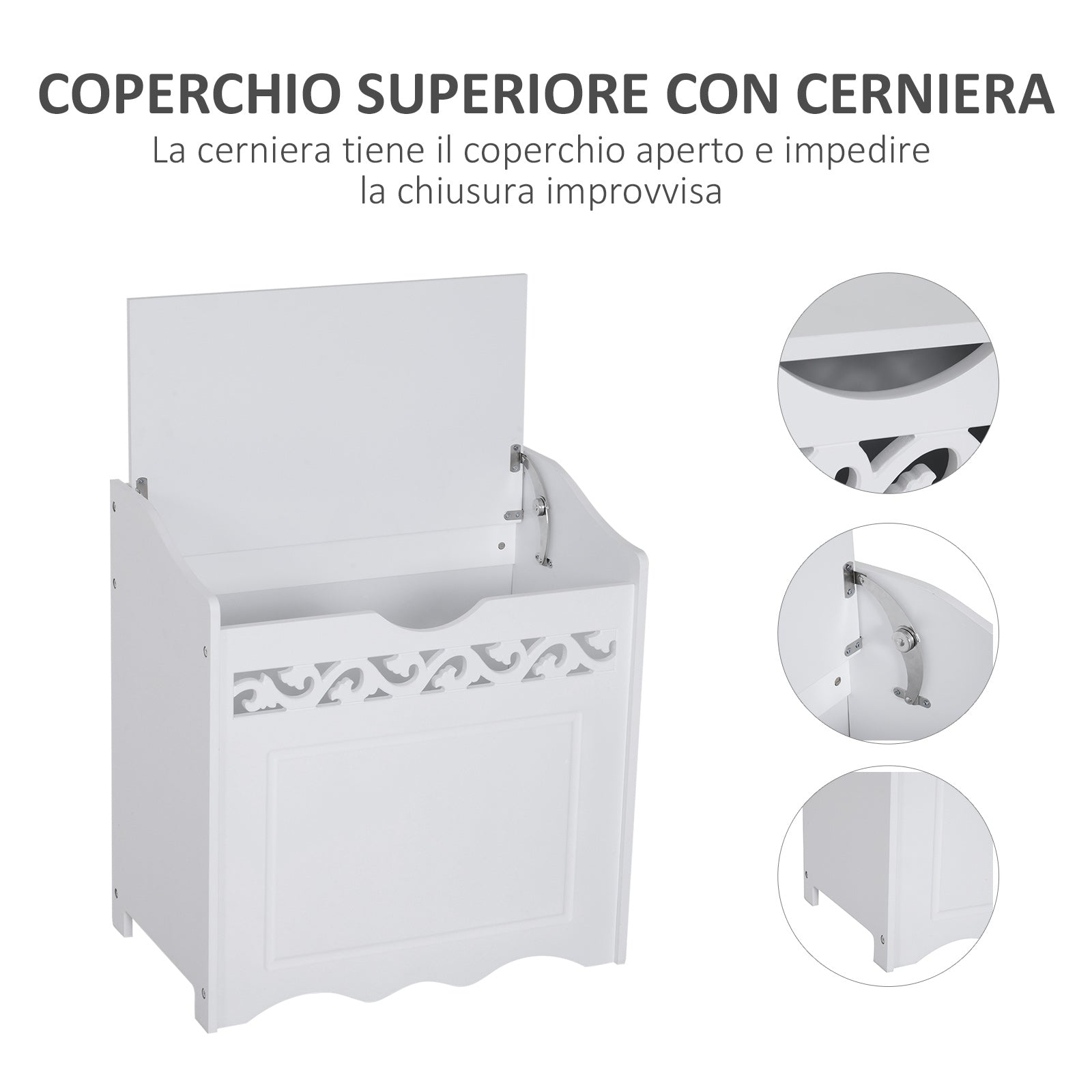 Bathroom Wooden Cabinet, Storage Cabinet for Bedroom, Living Room, 55L x 34W x 58H cm, White
