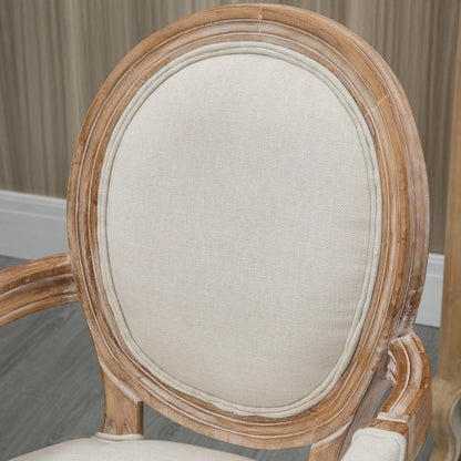 Dining Chair Kitchen Chair with Linen Look, Dining Chair, Armchair with Backrest, Wooden Legs, Upholstered Chair up to 150 kg Load Capacity, for Living Room, Kitchen, Cream