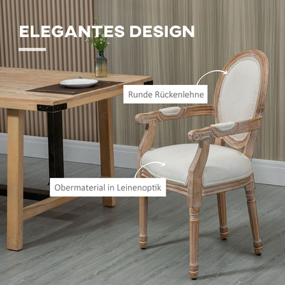 Dining Chair Kitchen Chair with Linen Look, Dining Chair, Armchair with Backrest, Wooden Legs, Upholstered Chair up to 150 kg Load Capacity, for Living Room, Kitchen, Cream