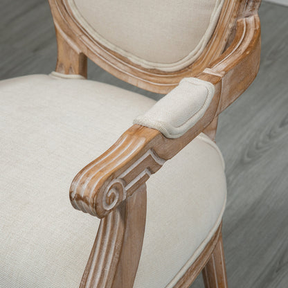 Dining Chair Kitchen Chair with Linen Look, Dining Chair, Armchair with Backrest, Wooden Legs, Upholstered Chair up to 150 kg Load Capacity, for Living Room, Kitchen, Cream