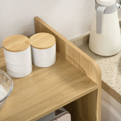 Scandinavian style kitchen cart for microwave with cupboard, drawer, adjustable shelf - 58 x 40 x 118 cm - natural and white