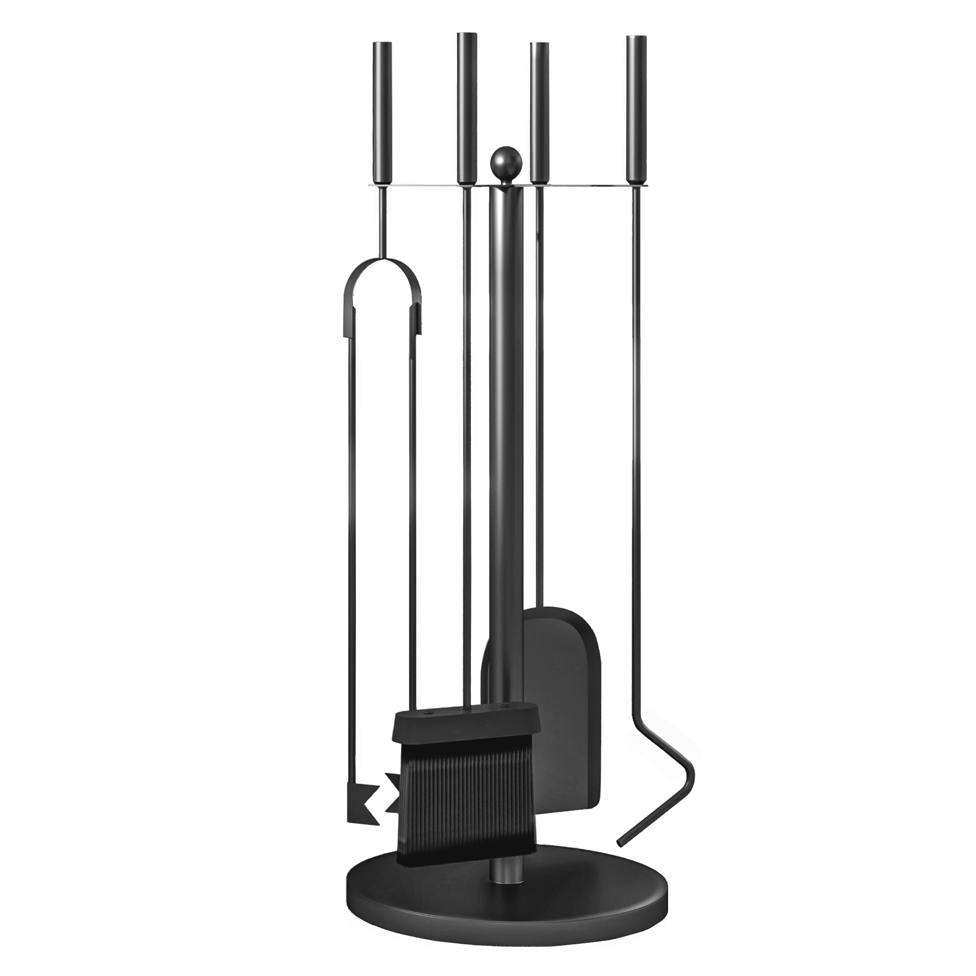 5-Piece Fireplace Tool Set Fireplace Accessories with Shovel, Broom, Tongs, Poker, and Stand, Fireplace Tool Set, Metal, Black