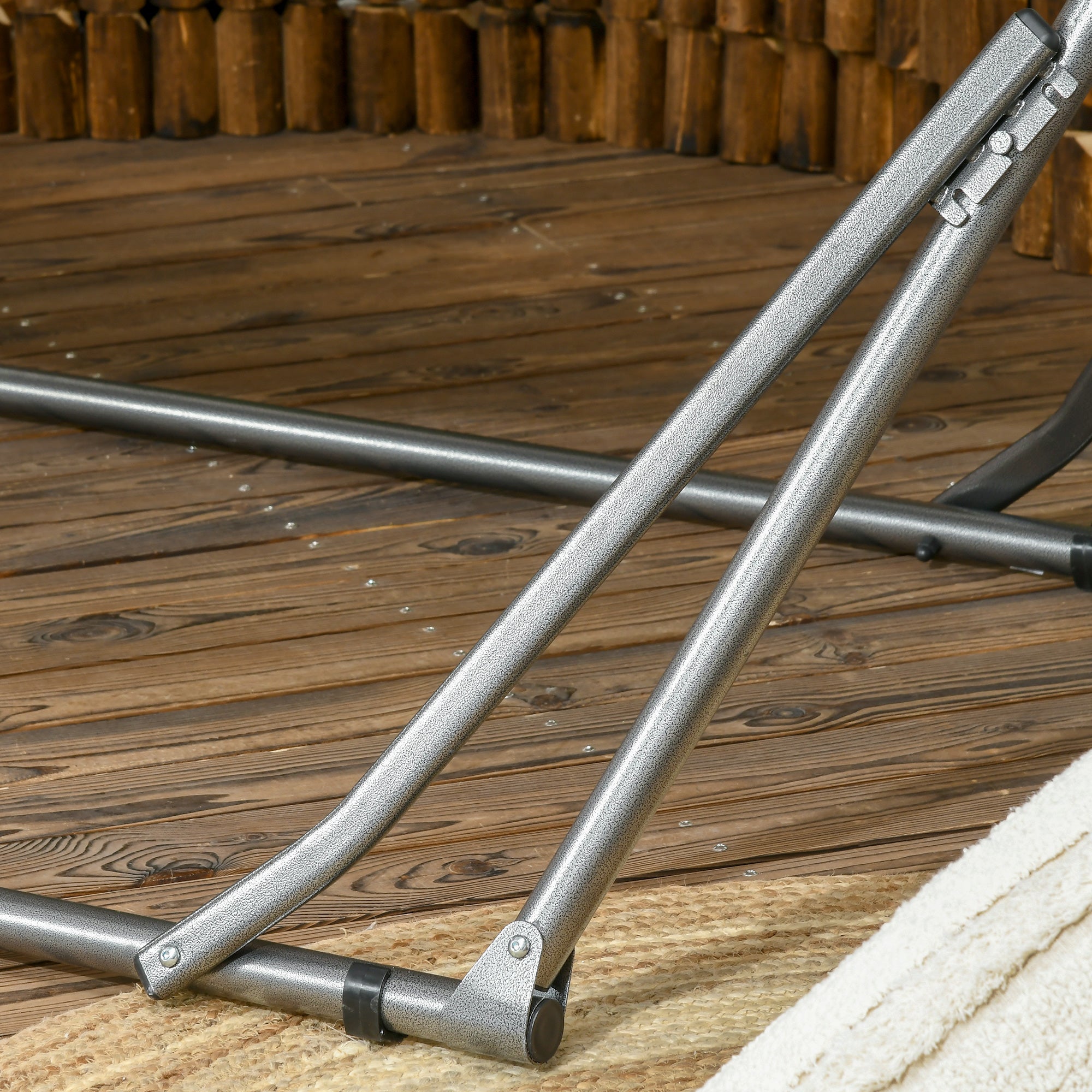 Folding Garden Hammock Clothesline Stand with Curved Metal Epoxy Stand 1 Seater max Load 120 kg dim. 270L x 100W x 94H cm