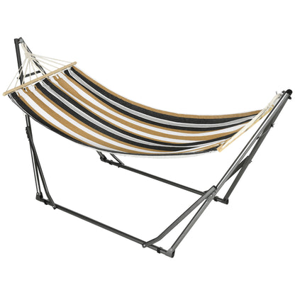Folding Garden Hammock Clothesline Stand with Curved Metal Epoxy Stand 1 Seater max Load 120 kg dim. 270L x 100W x 94H cm