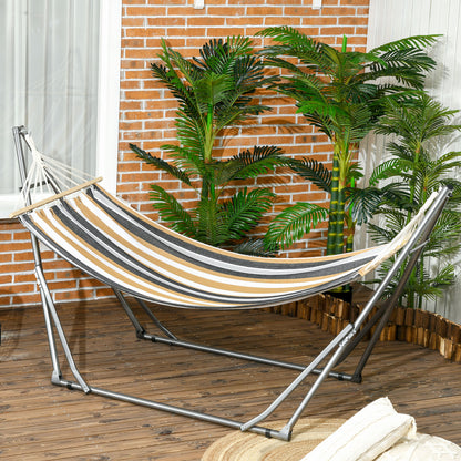 Folding Garden Hammock Clothesline Stand with Curved Metal Epoxy Stand 1 Seater max Load 120 kg dim. 270L x 100W x 94H cm