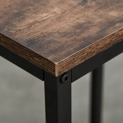 Bar Table Set High Table with 2 Bar Stools Dining Group 3-Piece Table Set Kitchen Counter with Shelves Chipboard Steel Rustic Brown+Black 109 x 60 x 100 cm