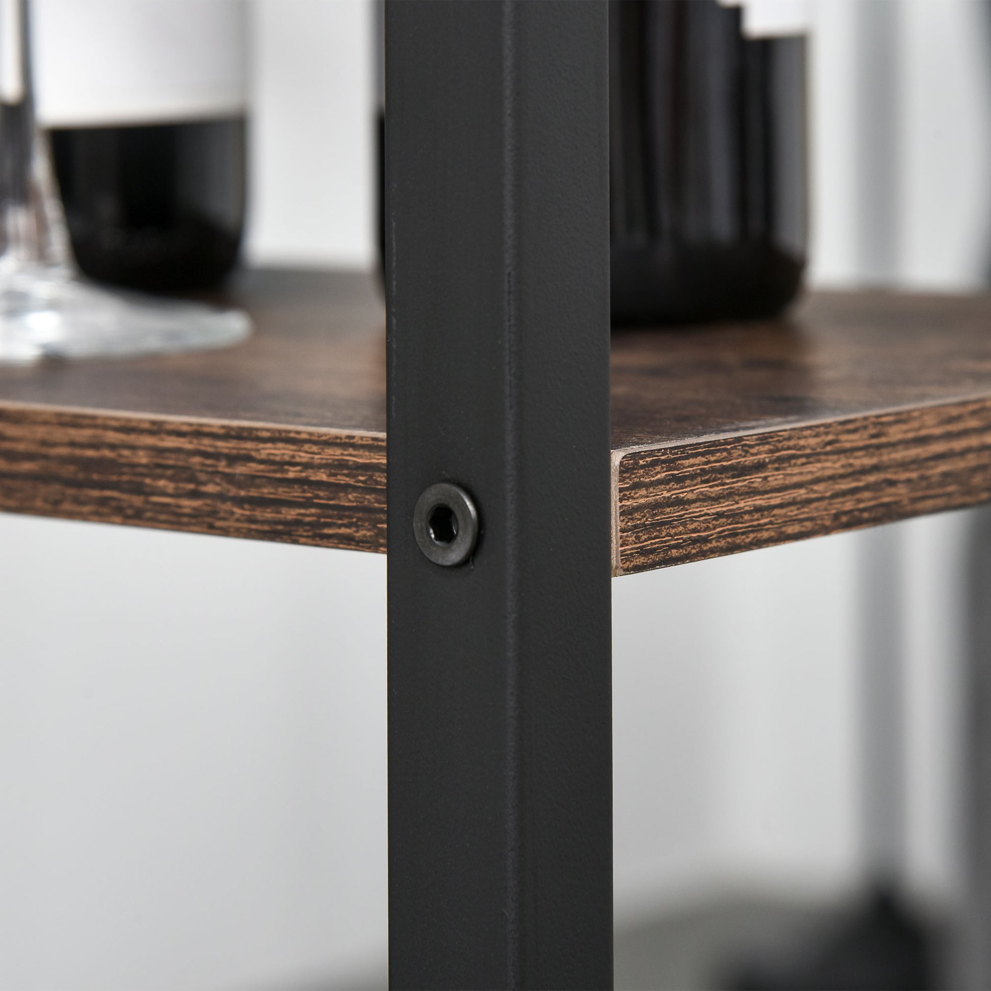 Bar Table Set High Table with 2 Bar Stools Dining Group 3-Piece Table Set Kitchen Counter with Shelves Chipboard Steel Rustic Brown+Black 109 x 60 x 100 cm