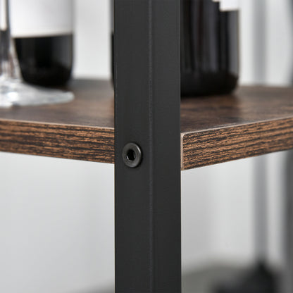 Bar Table Set High Table with 2 Bar Stools Dining Group 3-Piece Table Set Kitchen Counter with Shelves Chipboard Steel Rustic Brown+Black 109 x 60 x 100 cm