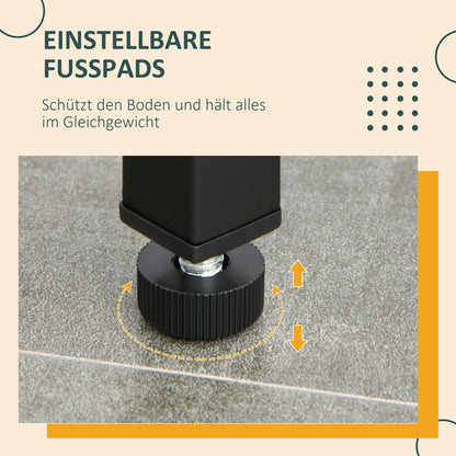 Bar Table Set High Table with 2 Bar Stools Dining Group 3-Piece Table Set Kitchen Counter with Shelves Chipboard Steel Rustic Brown+Black 109 x 60 x 100 cm