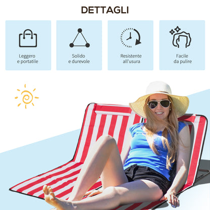 Set of 2 Adjustable Backrest Beach Loungers with 5 Positions, Headrest and Travel Bag, Folding Beach Loungers in Steel and PE, 124x53x35-45 cm, Red and White