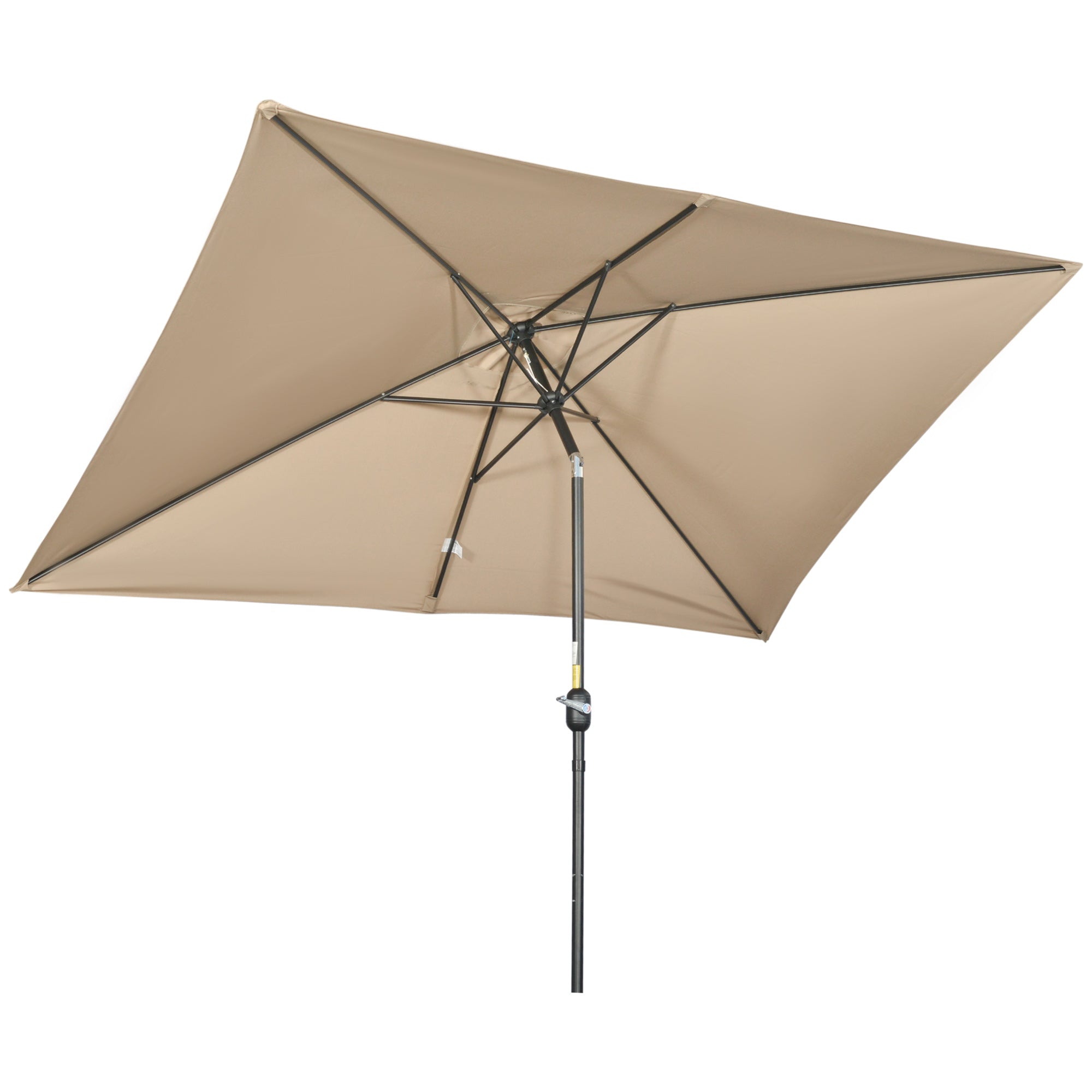 Aluminum Umbrella 200x300x253 cm Rectangular Garden Parasol with Crank and Detachable Pole for Terrace Pool Patio Outdoor Khaki