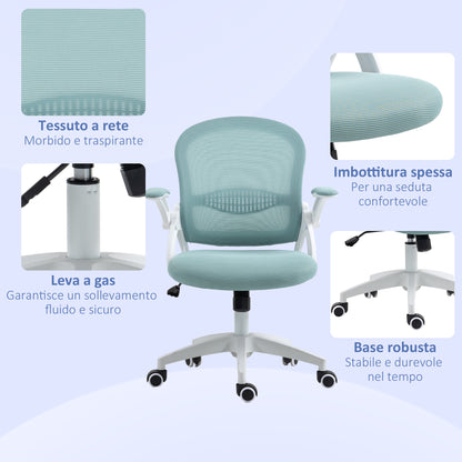 Ergonomic Office Chair with Mesh Backrest and Padded Seat, Adjustable Height, 65.5x61.5x88-97.5cm, Blue