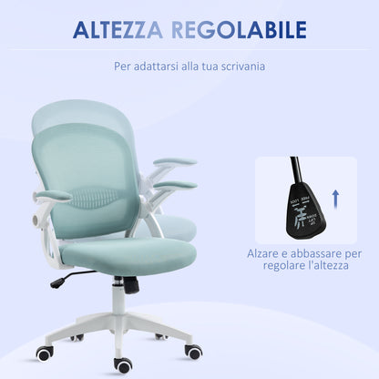 Ergonomic Office Chair with Mesh Backrest and Padded Seat, Adjustable Height, 65.5x61.5x88-97.5cm, Blue